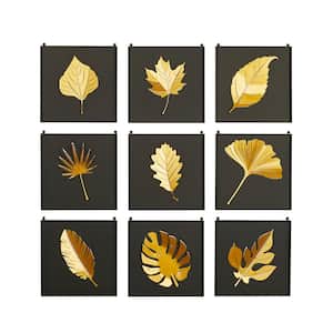 Gold Metal Contemporary Wall Decor (Set of 9)