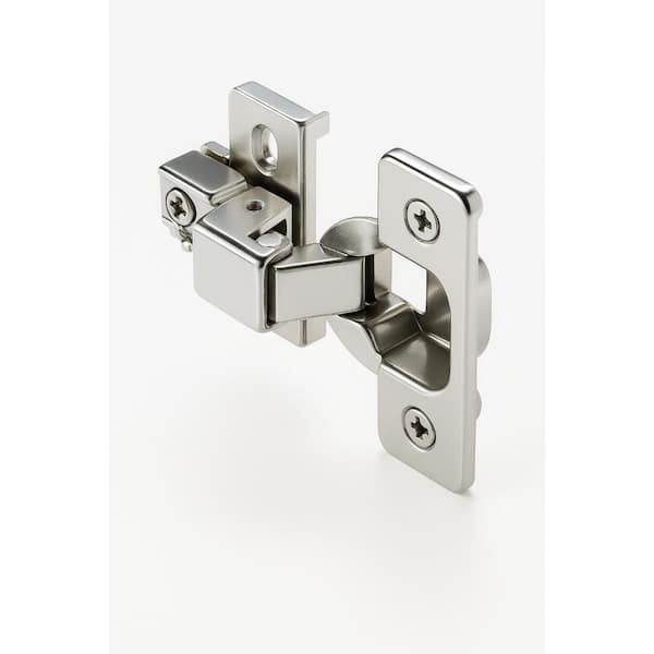 Half Overlay Self-Closing No Radius Cabinet Hinge in Satin Nickel - (Set of 24)