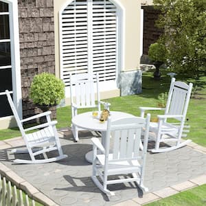 Kenly White Classic Plastic Outdoor Rocking Chair (Set of 4)