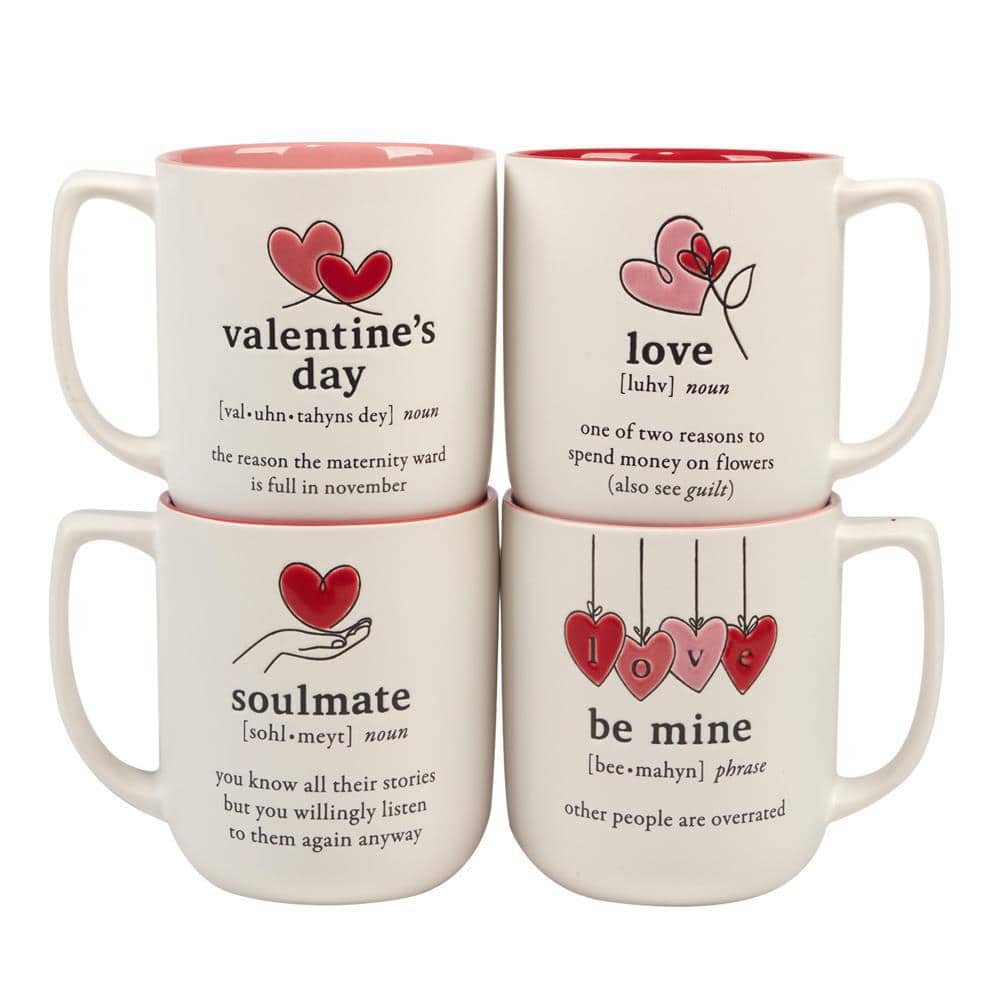 Certified International Valentine's Day 18 oz. Assorted Colors Beverage Mugs  (Set of 4) 12320SET4 - The Home Depot