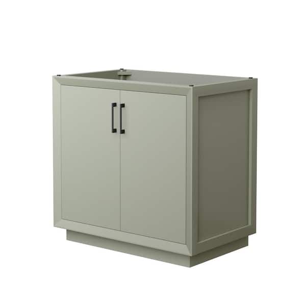 Wyndham Collection Strada 35.25 in. W x 21.75 in. D x 34.25 in. H Single Bath Vanity Cabinet without Top in Light Green