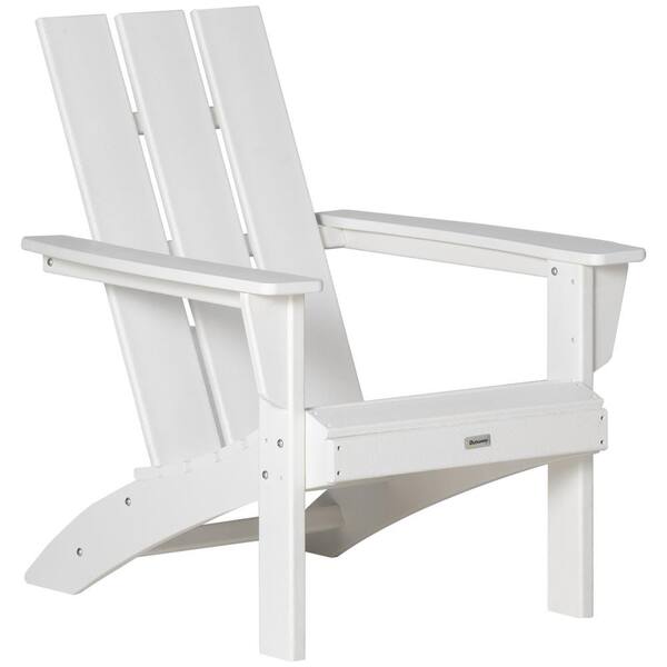 FORCLOVER White Outdoor Plastic Adirondack Chair Backyard Lounge Chair