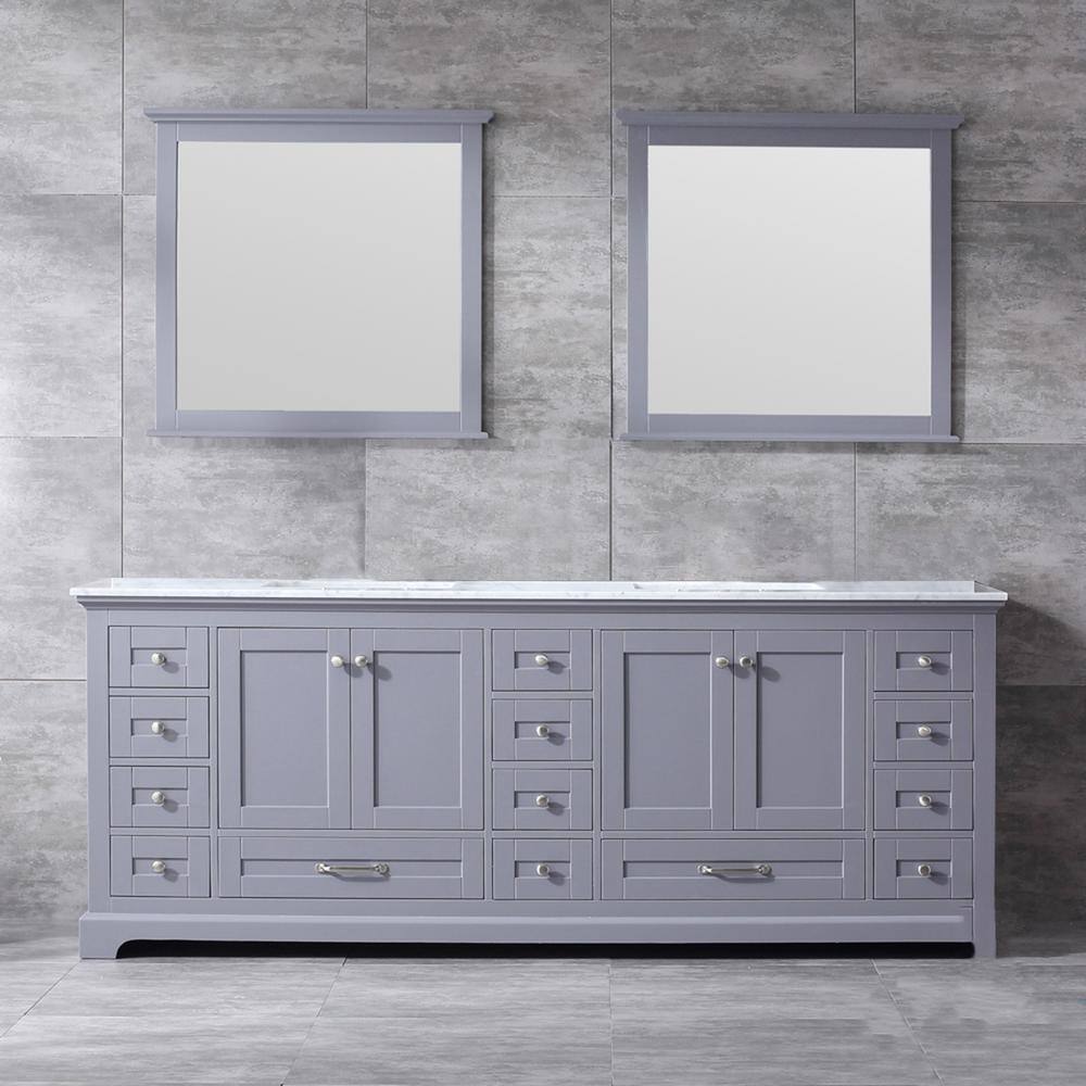 Lexora Dukes 84 in. W x 22 in. D Dark Grey Double Bath Vanity, Carrara ...