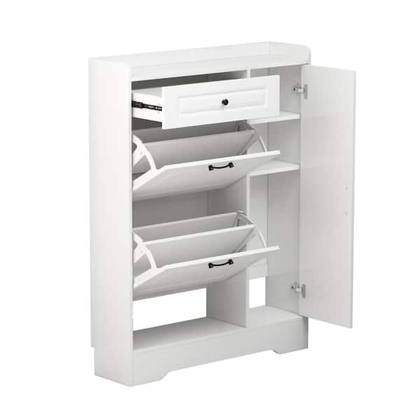 FUFU&GAGA 47.2 in. H x 47.2 in. W White Wood Shoe Storage Cabinet With  Cabinets and 6-Foldable Compartments WFKF210049-02 - The Home Depot