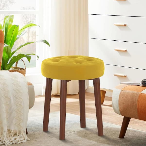 Yangming 16 in. White Round Faux Leather Storage Ottoman