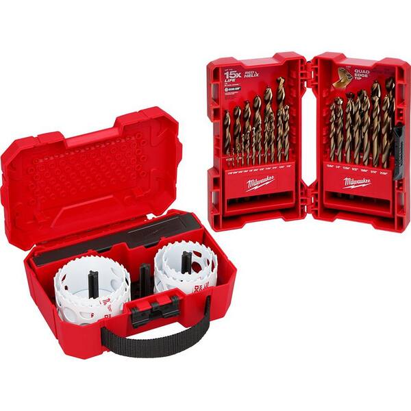 Hole Dozer Bi-Metal Hole Saw Kit with Cobalt Red Helix Drill Bit Set