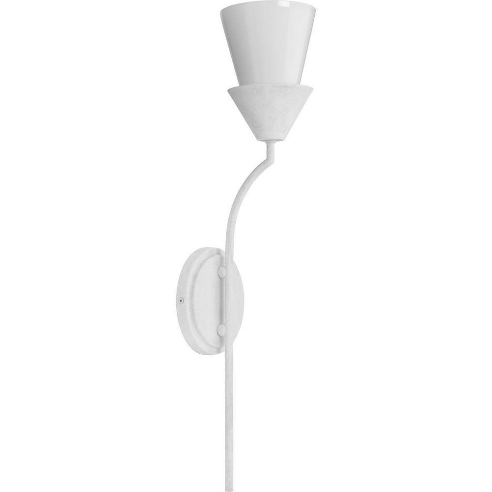 Pinellas White Plaster Dimmable Wall Bracket with Opal Glass Shade