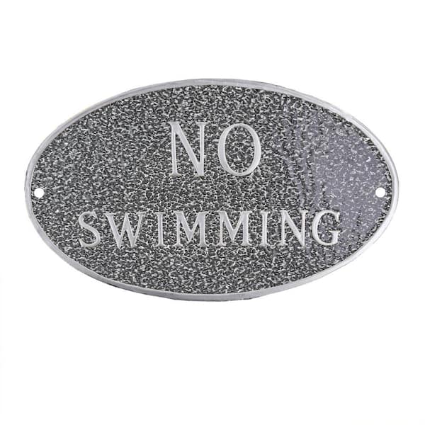 Montague Metal Products 6 in. x 10 in. Small Oval No Swimming Statement Plaque Sign - Swedish Iron
