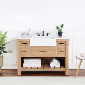 Villareal 48 in.W x 22 in.D x 34 in.H Single Farmhouse Bath Vanity in Weathered Pine with Composite Stone Top