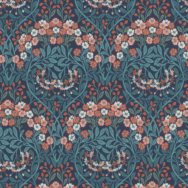 Walls Republic Blue and Green Fresh Jacobean Flowers Floral Wallpaper R7850 (57 sq. ft.) Double Roll