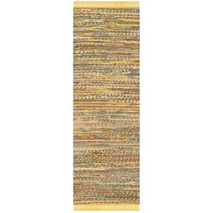Rag Rug Yellow/Multi 2 ft. x 5 ft. Striped Runner Rug