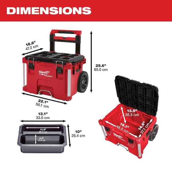 Milwaukee 48-22-8426-8045 PACKOUT 22 in. Rolling Tool Box and 19 in. Tool Tray - 3