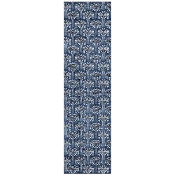 Chantille Machine Washable Indoor/Outdoor Abstract ACN3065 Navy 2 ft. x 7 ft. Runner Rug