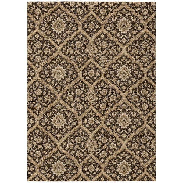 Chantille Machine Washable Indoor/Outdoor Abstract ACN3139 Chocolate 8 ft. x 10 ft. Area Rug