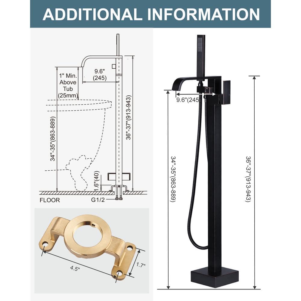 Oil Rubbed Bronze Freestanding Tub Filler with Hand Shower