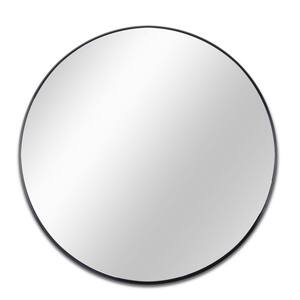 16 in. W x 16 in. H Round Aluminium Framed Wall Bathroom Vanity Mirror in Black