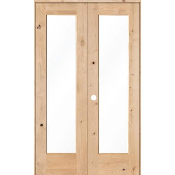 Krosswood Doors 48 in. x 80 in. Rustic Knotty Alder 1-Lite Clear Glass ...