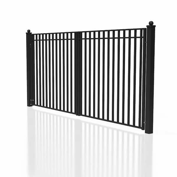 ALEKO Madrid 14 ft. x 6 ft. Black Steel Dual Driveway Fence Gate