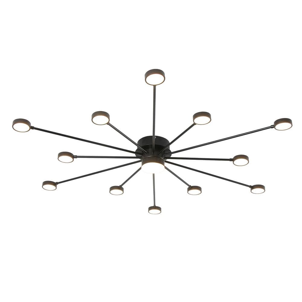 UMEILUCE 42 in. Sputnik Black Integrated LED Dimmable Flush Mount