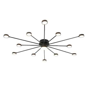42 in. Sputnik Black Integrated LED Dimmable Flush Mount Ceiling Light for Living Room or Bedroom LED 40-Watt 3000K