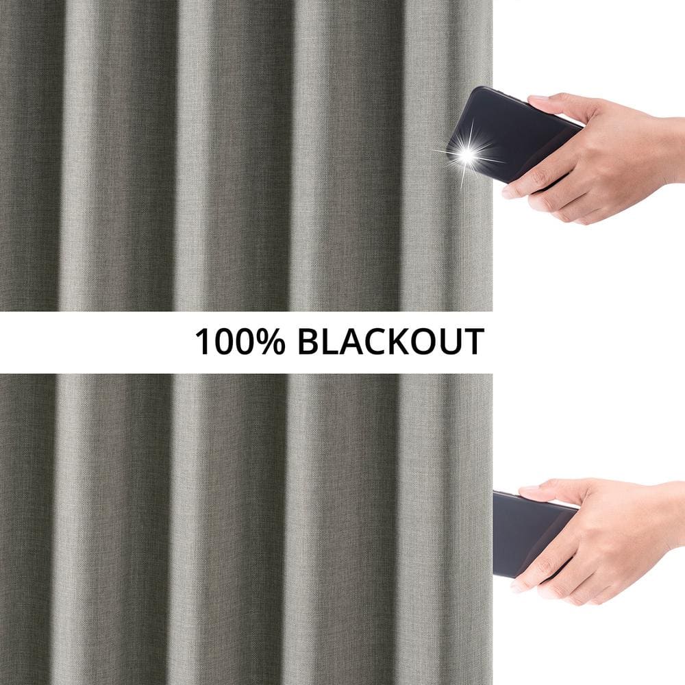 Slate Gray Faux Linen Blackout Curtain Panel 50" x 96"