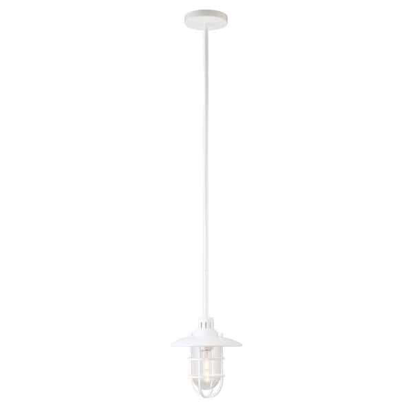 Meyer&Cross Bay 1-Light 9 in. White Lantern Standard Pendant with Glass and Metal Shade