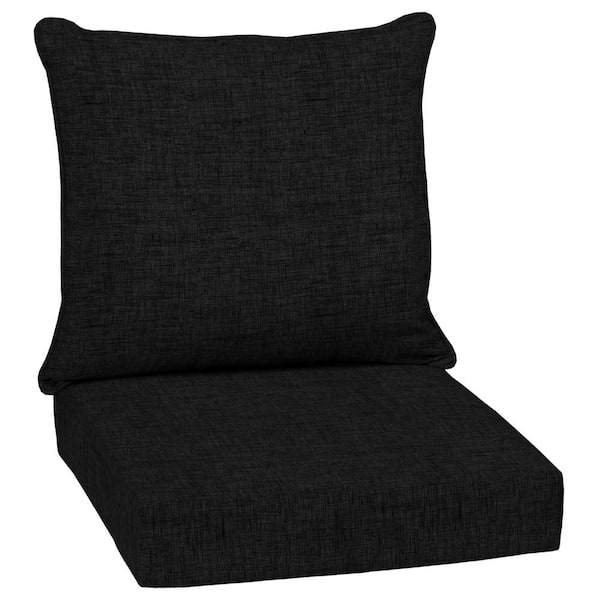 ARDEN 24 in. x 24 in. 2-Piece Deep Seating Outdoor Lounge Chair Cushion in Black Leala