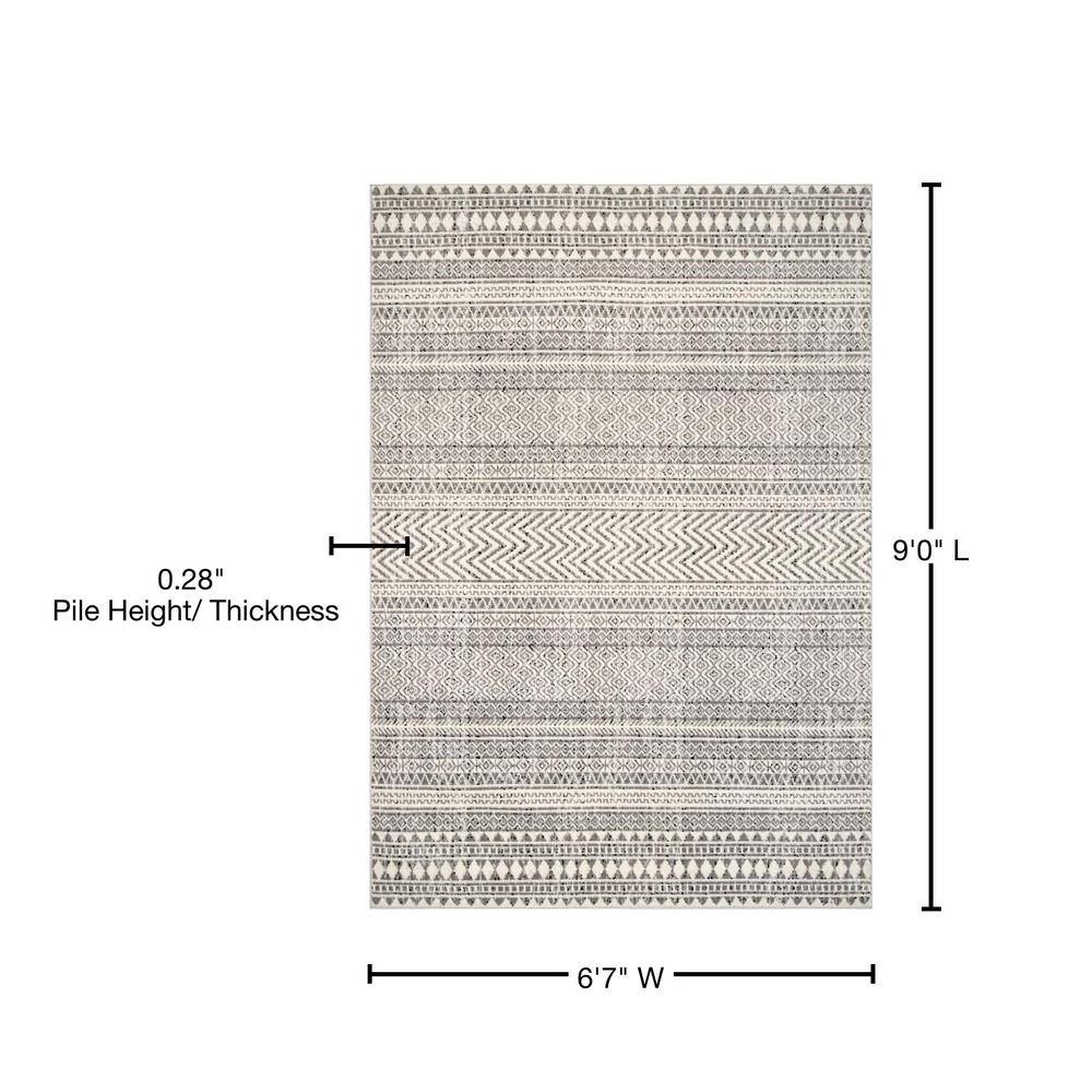 Catherina Gray Geometric Patterned 7x9 Area Rug