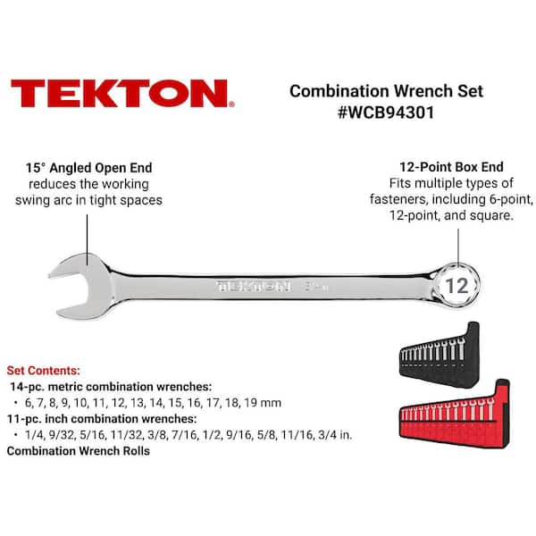 1/4-3/4 in., 6-19 mm Combination Wrench Set with Pouch (25-Piece)