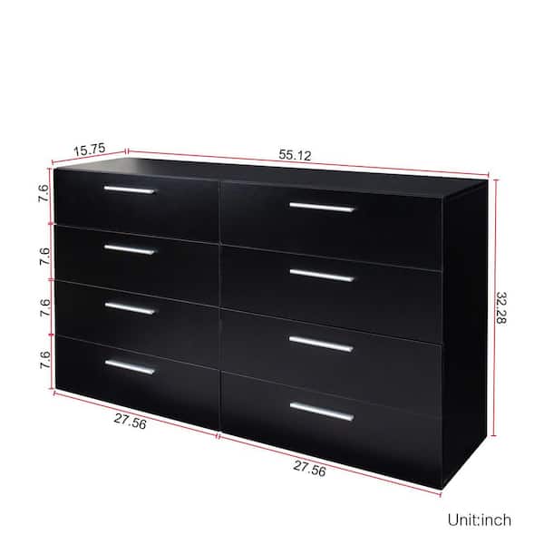 55 inch black dresser DWVO Black 6-Drawer Dresser with Black Metal Handles, Anti-Tip Design,   guiltshop.products