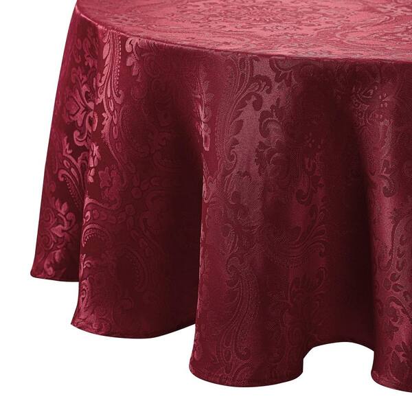 Threadmade Home Caiden Elegance Damask Tablecloth, Cranberry - 90"W x 90"L Round