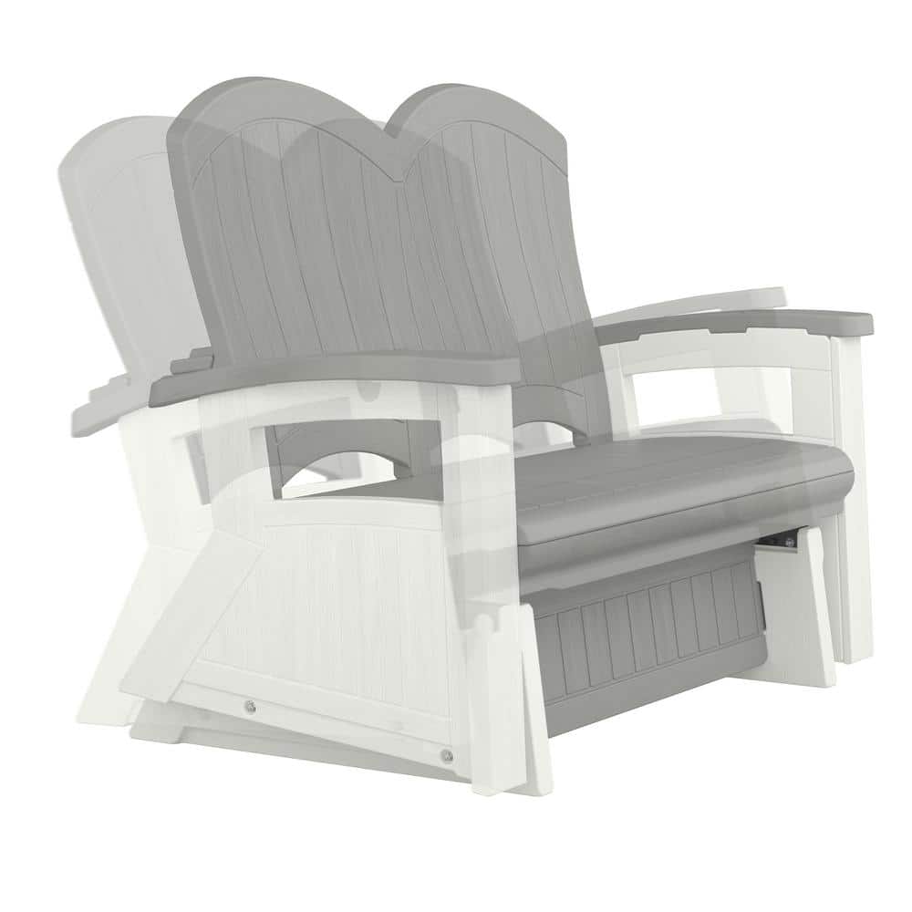 White and Peppercorn Plastic Adirondack Glider Chair