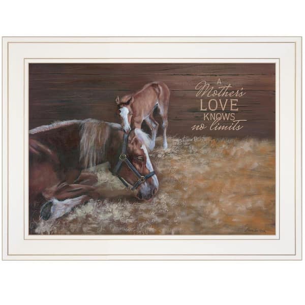 HomeRoots Charlie A Mother Love Horses 1-Piece Framed Wall Art 15 in. x 19 in.