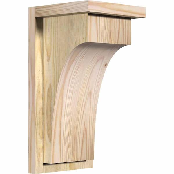 Ekena Millwork 8 in. x 8 in. x 16 in. Douglas Fir Huntington Rough Sawn Corbel with Backplate