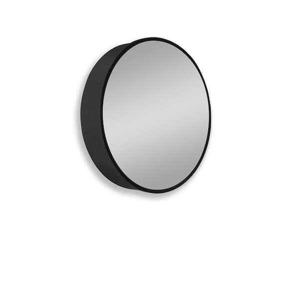 Unbranded 24 in. W x 24 in. H Medium Round Black Framed Aluminum Alloy Surface Mount Medicine Cabinet with Mirror