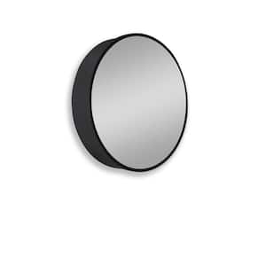 30 in. W x 30 in. H Round Black Metal Medicine Cabinet with Mirror