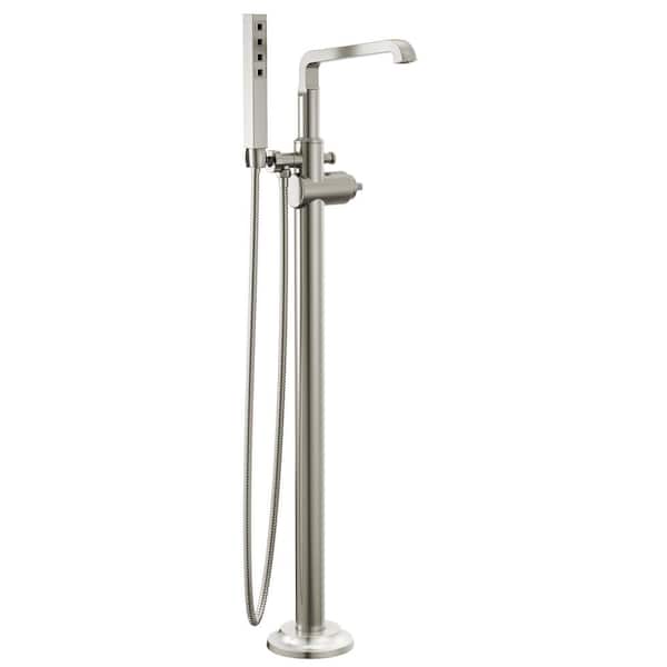 Delta Tetra 1-Handle Roman Tub Faucet Trim Kit with Hand Shower in Lumicoat Stainless (Valve and Handle Not Included)