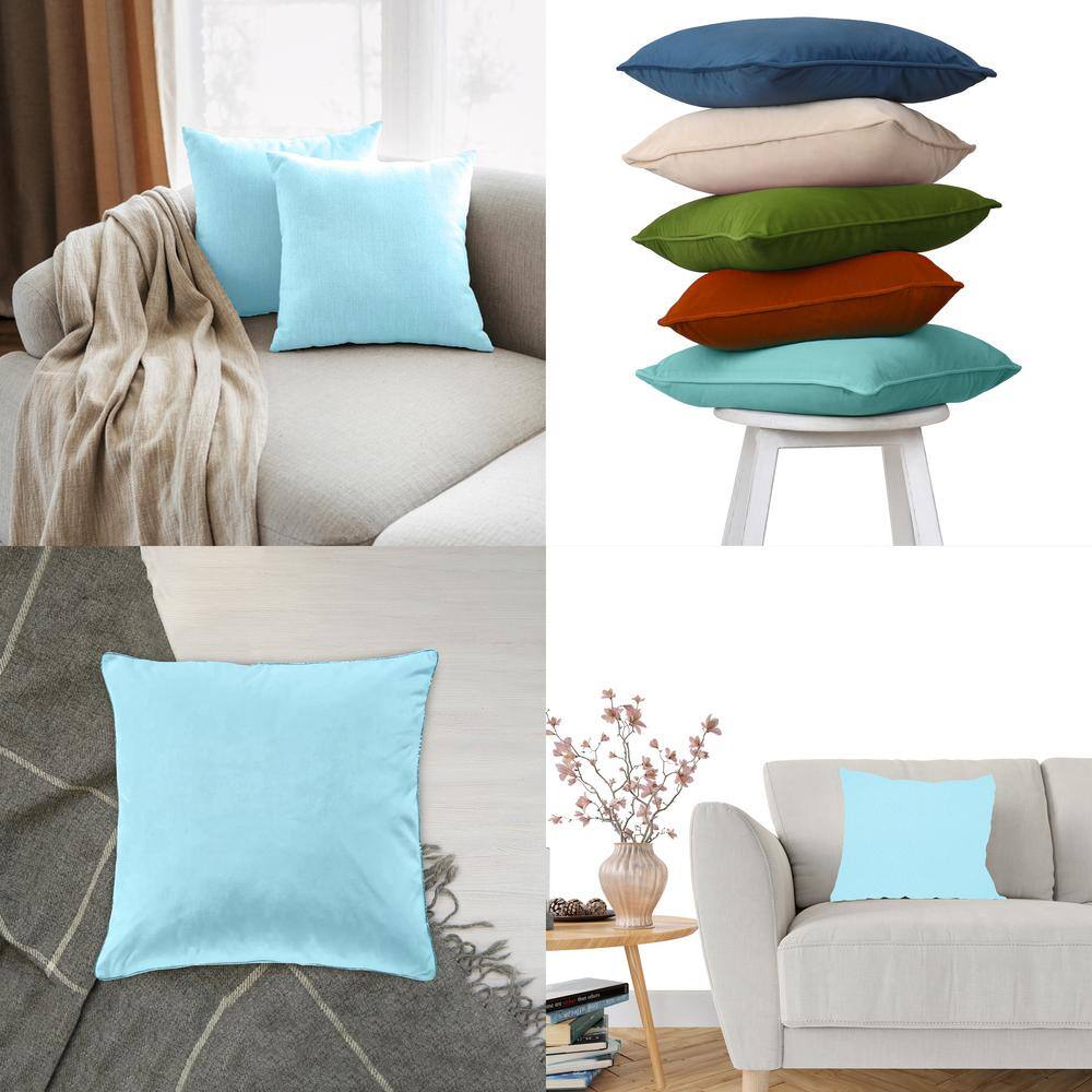 Light Blue Velvet 18" Square Throw Pillow with Hypoallergenic Fill