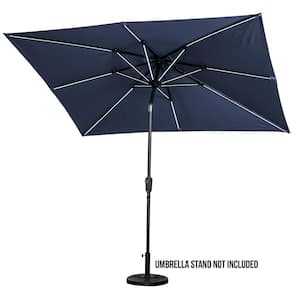 9 ft. x 7 ft. Market Rectangular Next Gen Solar Lighted Patio Umbrella in Navy