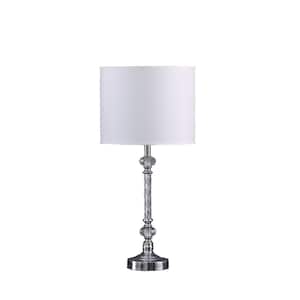 19.25 in. Silver Standard Light Bulb Bedside Table Lamp with White Cotton Shade