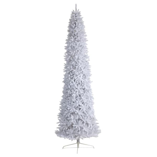 Nearly Natural 12 ft. Slim White Artificial Christmas Tree with 3235 Bendable Branches