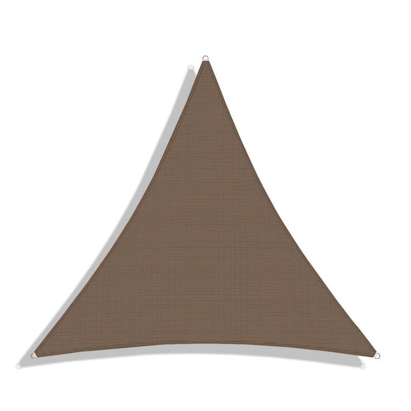 15 ft. x 15 ft. x 15 ft. HDPE Sun Shade Sail Triangle Canopy Shades for Outdoor, Fabric Blockage 95% UV Resistant, Brown