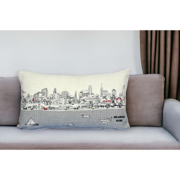 Cream Solid Polyester 14 in. x 24 in. Throw Pillow