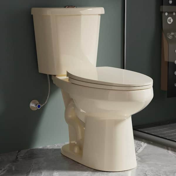 17 in. Comfort Height Elongated Toilet in Bone ADA 2-Piece with Dual Flush 1.1/1.6 GPF and Quick Release Soft Close Seat