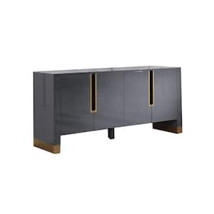 Severino 68 in. Grey High Gloss with Gold Accent Modern Sideboard