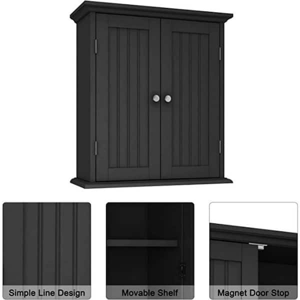 Black Bathroom Cabinet,Bathroom Wall Cabinet 2 Door Adjustable Shelves,Over  the