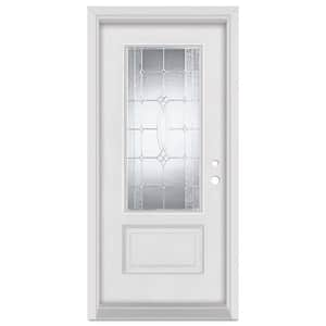 32 in. x 80 in. Diamanti Left-Hand Zinc Finished Fiberglass Mahogany Woodgrain Prehung Front Door