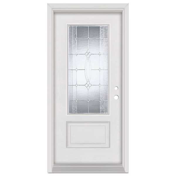 36 in. x 80 in. Diamanti Left-Hand Zinc Finished Fiberglass Mahogany Woodgrain Prehung Front Door