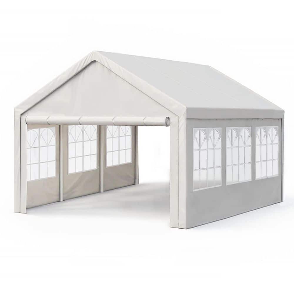 10 ft. W x 20 ft. D x 9 ft. H White Roof Metal Carport Outdoor