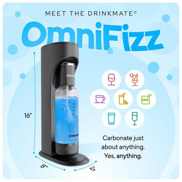 DrinkMate Matt Black Sparkling Water and Soda Maker Machine Bundle